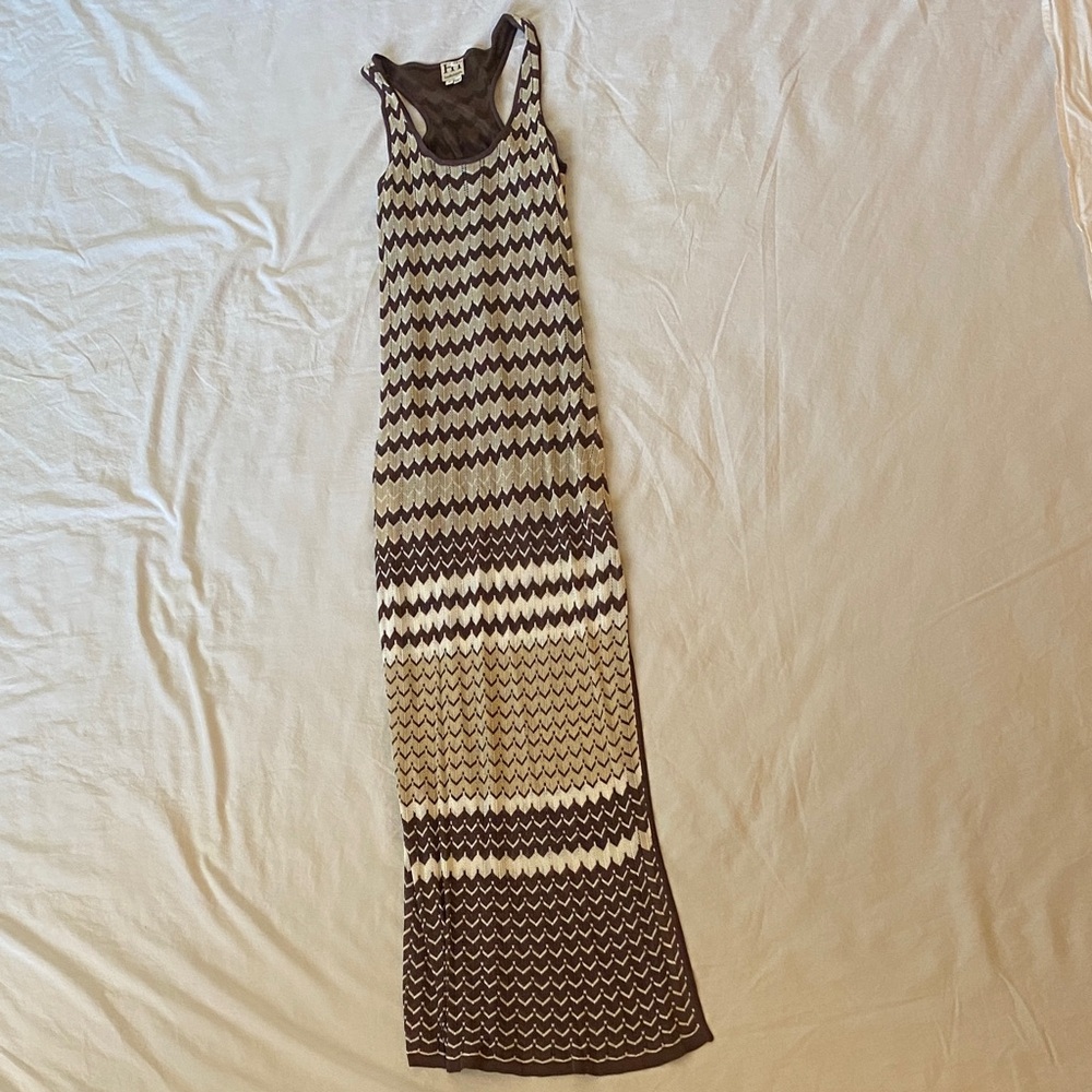 Haute Hippie Brown and Cream Maxi Dress